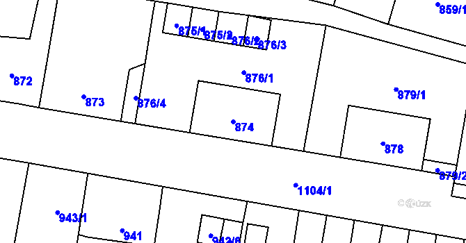 Parcela st. 874 v KÚ Vítkov, Katastrální mapa
