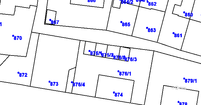 Parcela st. 875/2 v KÚ Vítkov, Katastrální mapa