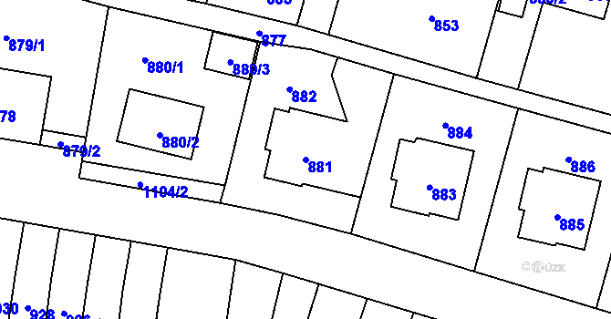 Parcela st. 881 v KÚ Vítkov, Katastrální mapa