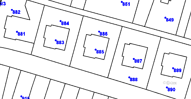 Parcela st. 885 v KÚ Vítkov, Katastrální mapa