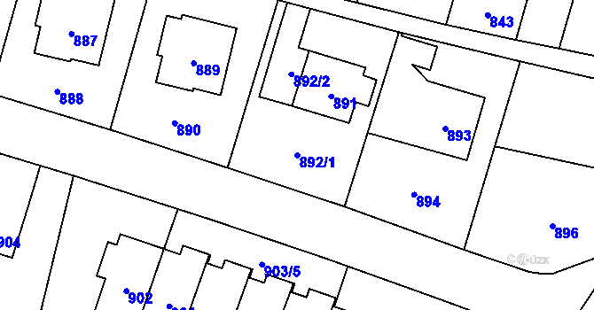 Parcela st. 892/1 v KÚ Vítkov, Katastrální mapa