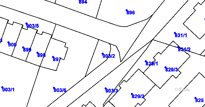 Parcela st. 903/2 v KÚ Vítkov, Katastrální mapa