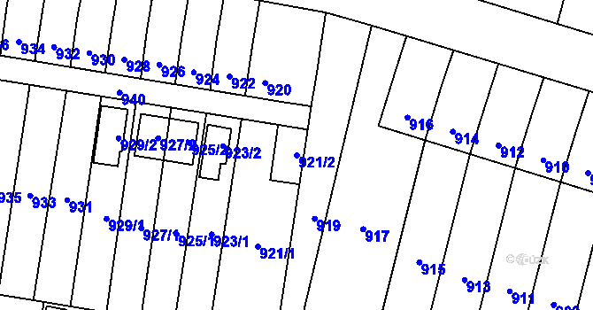 Parcela st. 921/2 v KÚ Vítkov, Katastrální mapa