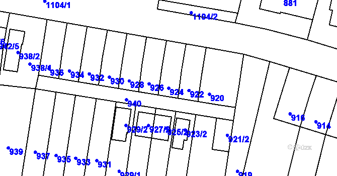 Parcela st. 924 v KÚ Vítkov, Katastrální mapa