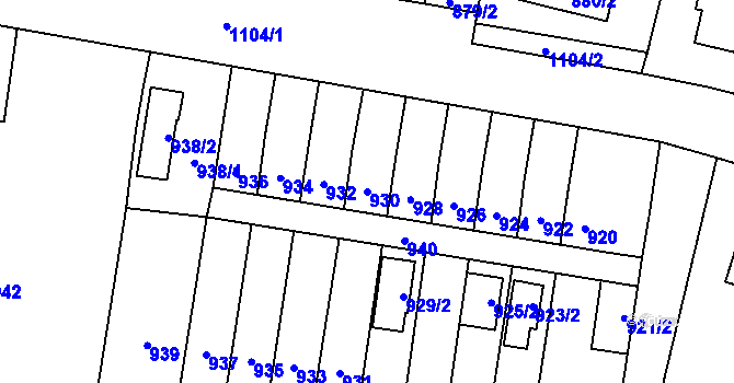 Parcela st. 930 v KÚ Vítkov, Katastrální mapa