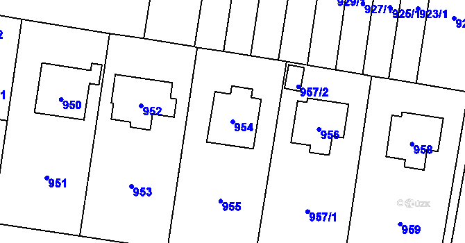 Parcela st. 954 v KÚ Vítkov, Katastrální mapa