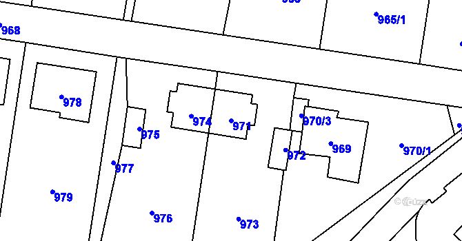 Parcela st. 971 v KÚ Vítkov, Katastrální mapa