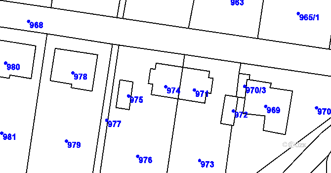 Parcela st. 974 v KÚ Vítkov, Katastrální mapa