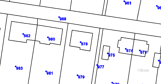 Parcela st. 978 v KÚ Vítkov, Katastrální mapa