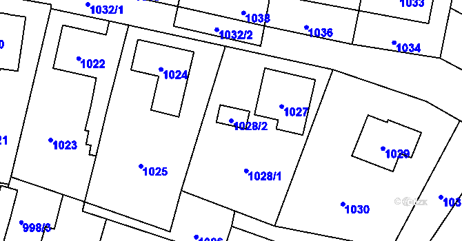 Parcela st. 1028/2 v KÚ Vítkov, Katastrální mapa