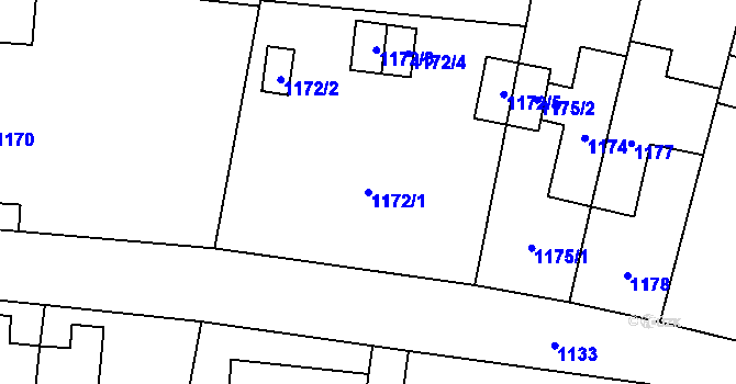 Parcela st. 1172/1 v KÚ Vítkov, Katastrální mapa
