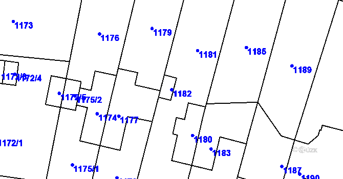 Parcela st. 1182 v KÚ Vítkov, Katastrální mapa