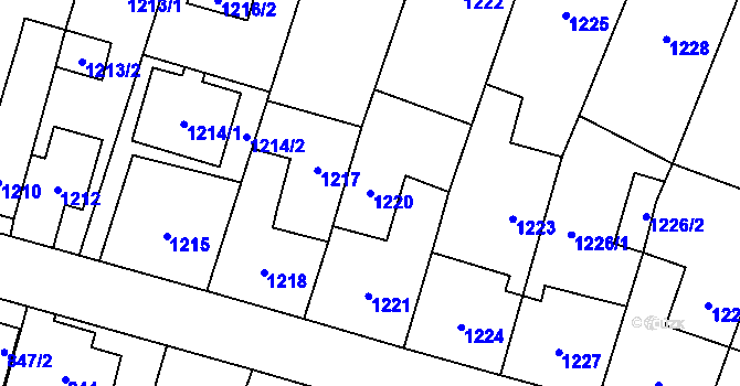 Parcela st. 1220 v KÚ Vítkov, Katastrální mapa
