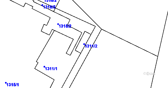Parcela st. 1311/2 v KÚ Vítkov, Katastrální mapa