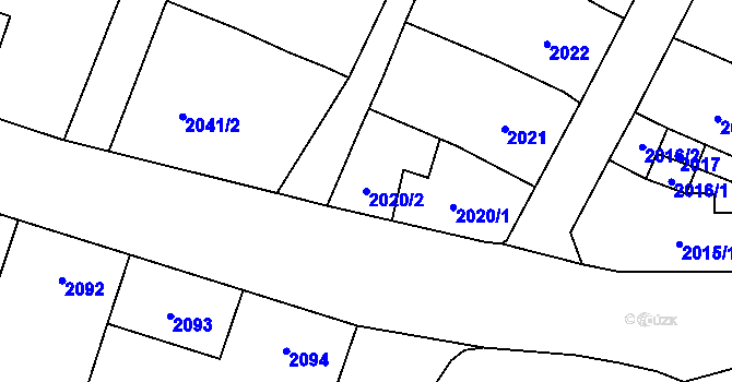 Parcela st. 2020/2 v KÚ Vítkov, Katastrální mapa