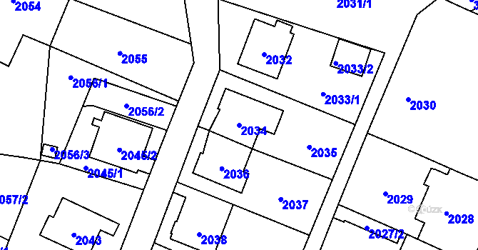 Parcela st. 2034 v KÚ Vítkov, Katastrální mapa