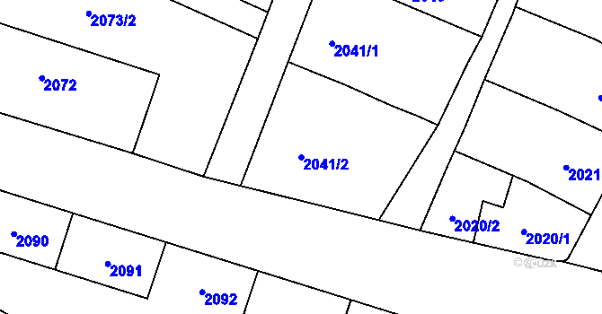 Parcela st. 2041/2 v KÚ Vítkov, Katastrální mapa