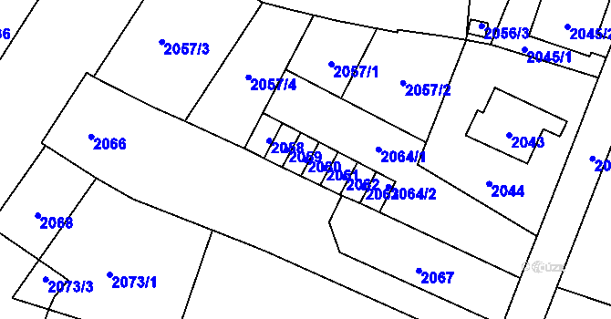 Parcela st. 2060 v KÚ Vítkov, Katastrální mapa
