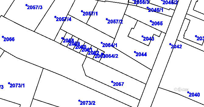 Parcela st. 2064/2 v KÚ Vítkov, Katastrální mapa
