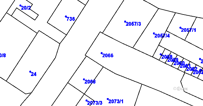 Parcela st. 2066 v KÚ Vítkov, Katastrální mapa