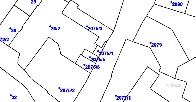 Parcela st. 2075/1 v KÚ Vítkov, Katastrální mapa