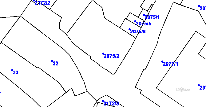 Parcela st. 2075/2 v KÚ Vítkov, Katastrální mapa