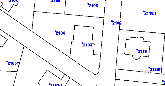 Parcela st. 2103 v KÚ Vítkov, Katastrální mapa