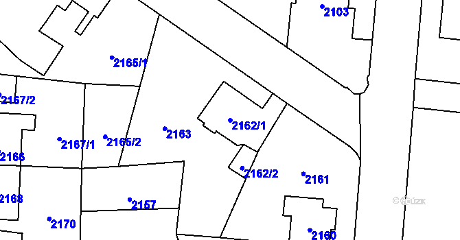 Parcela st. 2162/1 v KÚ Vítkov, Katastrální mapa