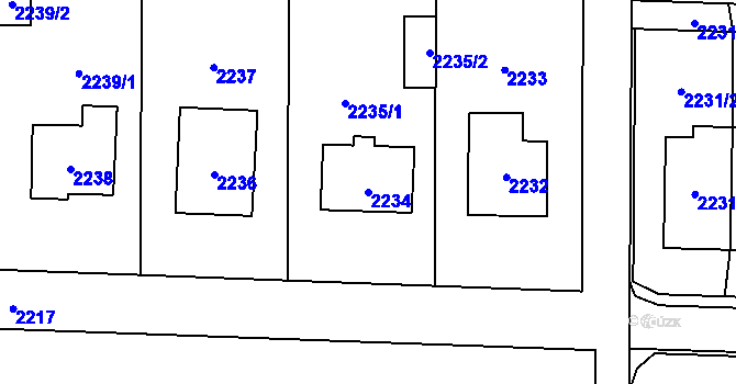 Parcela st. 2234 v KÚ Vítkov, Katastrální mapa