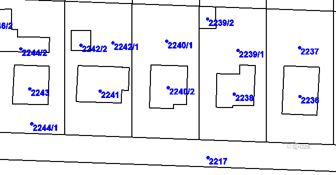 Parcela st. 2240/2 v KÚ Vítkov, Katastrální mapa