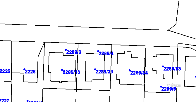 Parcela st. 2289/4 v KÚ Vítkov, Katastrální mapa