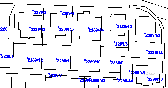 Parcela st. 2289/5 v KÚ Vítkov, Katastrální mapa