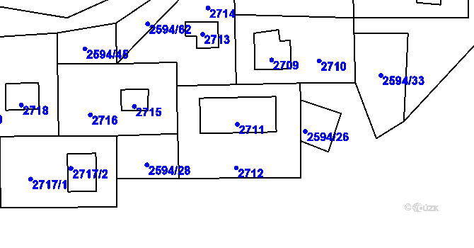 Parcela st. 2711 v KÚ Vítkov, Katastrální mapa