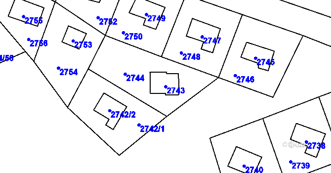 Parcela st. 2743 v KÚ Vítkov, Katastrální mapa
