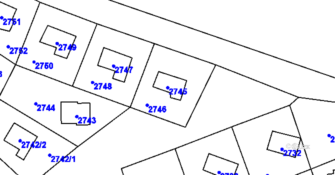 Parcela st. 2745 v KÚ Vítkov, Katastrální mapa