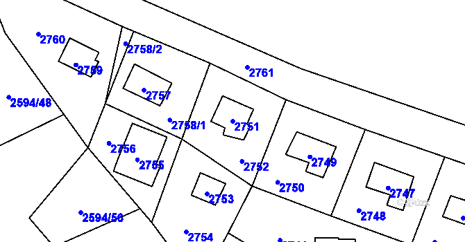 Parcela st. 2751 v KÚ Vítkov, Katastrální mapa