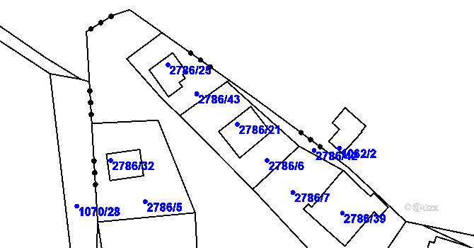 Parcela st. 2786/21 v KÚ Vítkov, Katastrální mapa