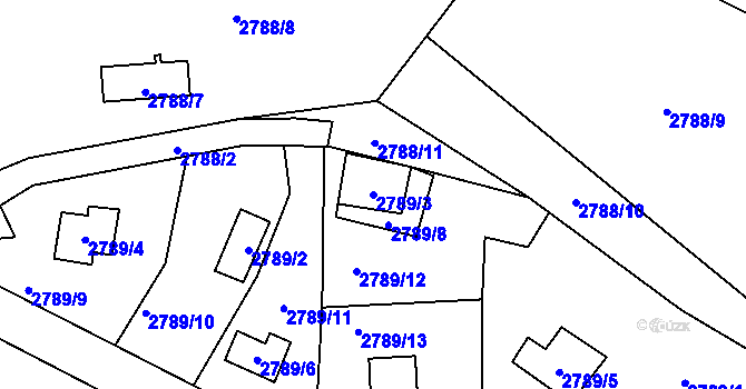 Parcela st. 2789/3 v KÚ Vítkov, Katastrální mapa