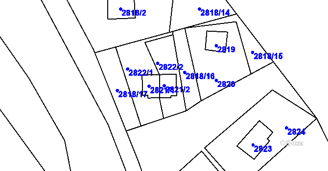 Parcela st. 2821/2 v KÚ Vítkov, Katastrální mapa