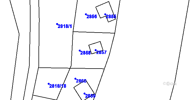 Parcela st. 2857 v KÚ Vítkov, Katastrální mapa
