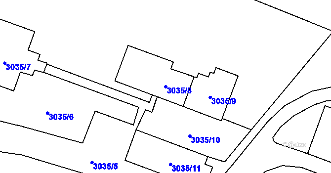 Parcela st. 3035/8 v KÚ Vítkov, Katastrální mapa