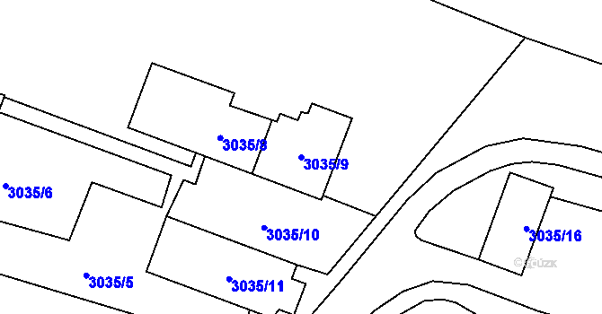 Parcela st. 3035/9 v KÚ Vítkov, Katastrální mapa