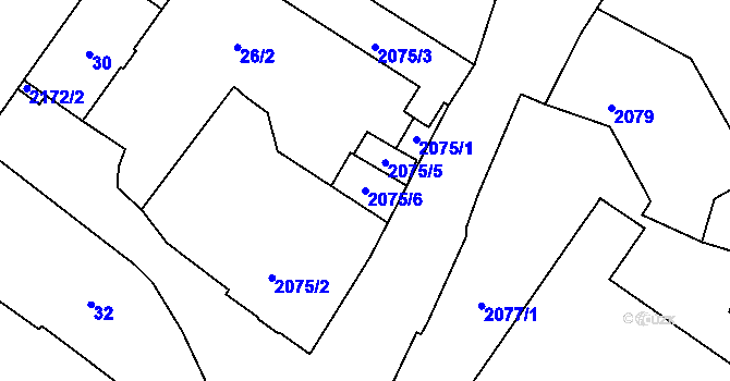Parcela st. 2075/6 v KÚ Vítkov, Katastrální mapa