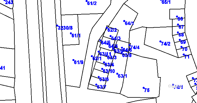 Parcela st. 63/11 v KÚ Vítkov, Katastrální mapa