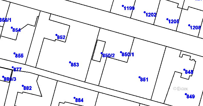 Parcela st. 850/2 v KÚ Vítkov, Katastrální mapa