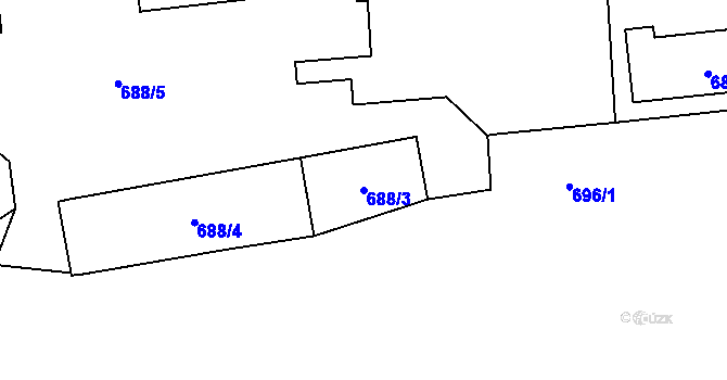 Parcela st. 688/3 v KÚ Vítkov, Katastrální mapa