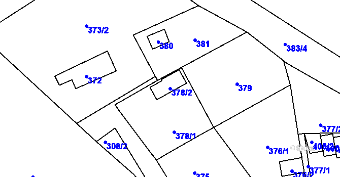 Parcela st. 378/2 v KÚ Vítkov, Katastrální mapa