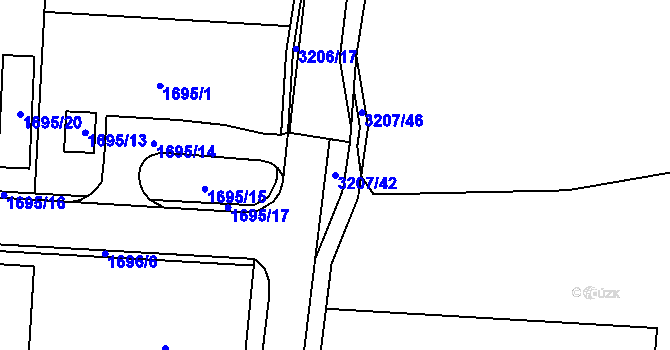 Parcela st. 3207/42 v KÚ Vítkov, Katastrální mapa