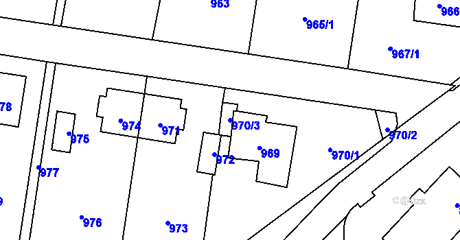 Parcela st. 970/3 v KÚ Vítkov, Katastrální mapa