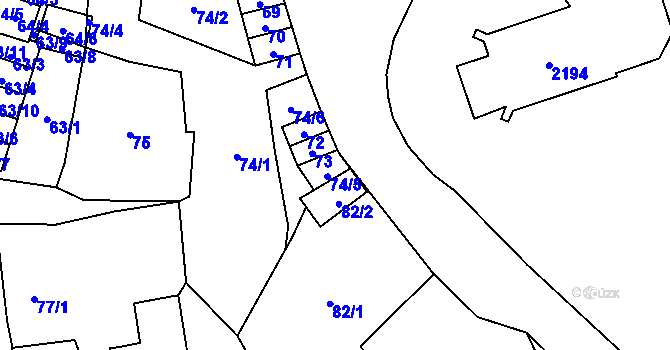 Parcela st. 82/3 v KÚ Vítkov, Katastrální mapa